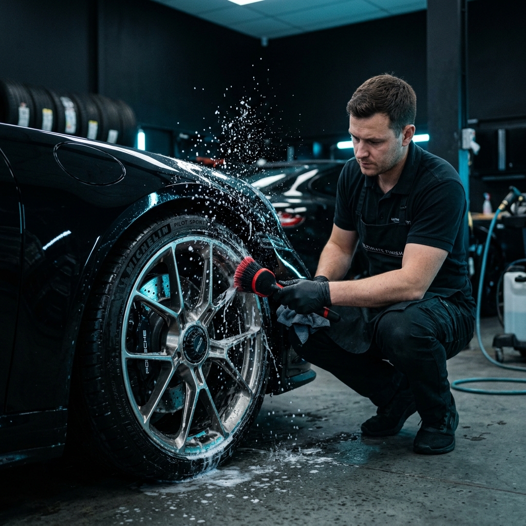 Meticulous wheel and tire detailing service